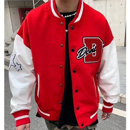 Letter Embroidery Men'S Jacket Coat 2021 New Stitching Embroidery Baseball Uniform Men'S Casual Loose Y2K Jacket Couple Clothes